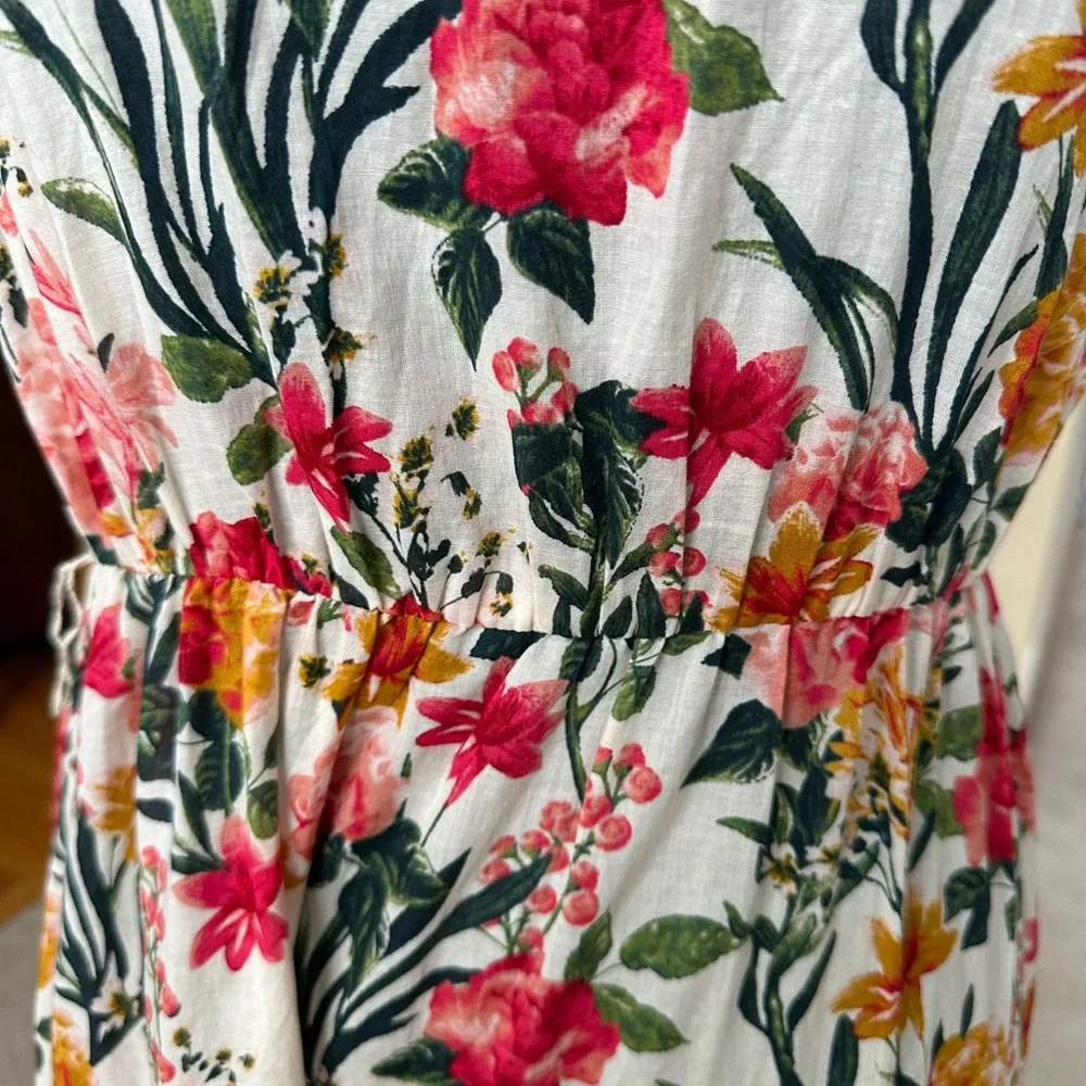 J CREW One Shoulder Beach Maxi Dress In Vintage Floral Size S Tiered Semi Sheer - Picture 11 of 12